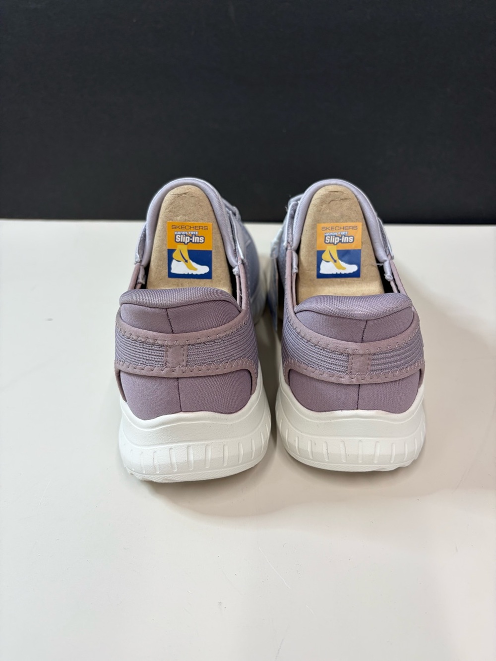 Skechers Light Lavender Knit Slip-On Sneakers with White Sole - Picture 4 of 6